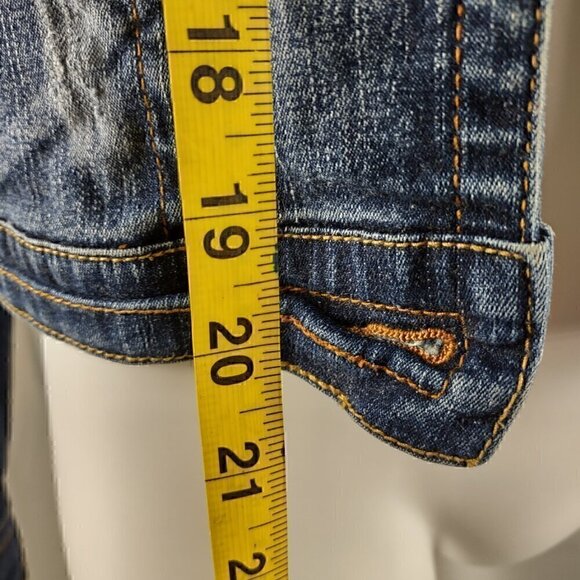 Baby Phat Womens Dark Blue Wash Distressed Customized Cotton Denim Jacket Size L - Picture 6 of 11